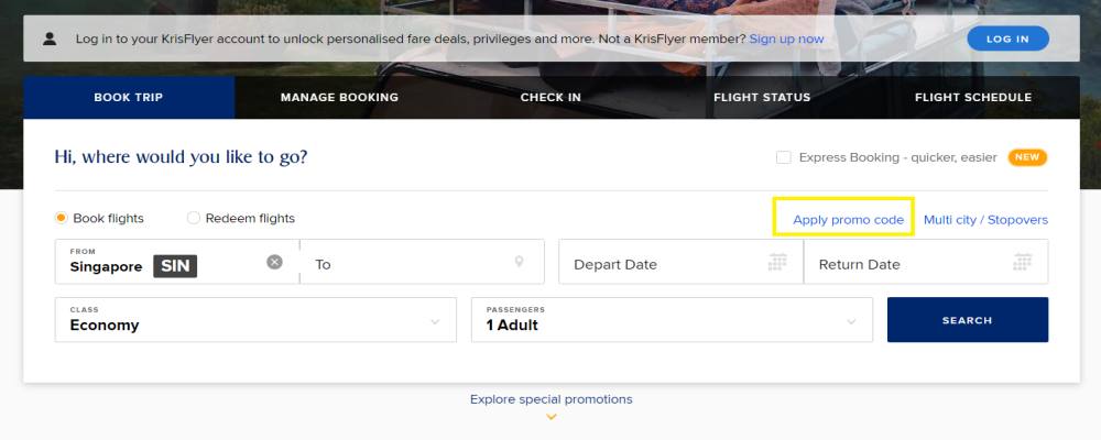 Singapore Airlines how to get discount